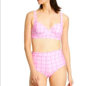 Stoney Clover Lane X Target Pink Gingham High Wasted Bikini/Swimsuit- M